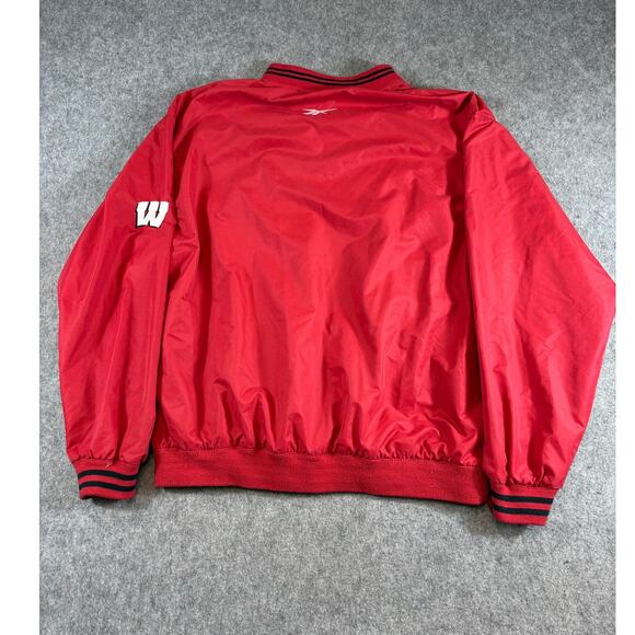 Vintage 90s Wisconsin Badgers Windbreaker Jacket Mens Medium Red Pullover Reebok - Picture 6 of 6
